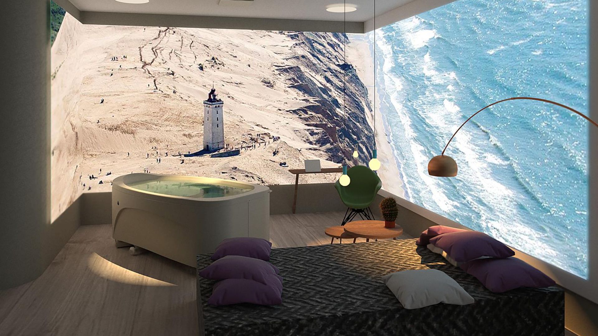 Tegnet grafik af en fødestue.